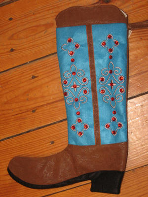 STOCKING, TURQUOIS W/ RHINESTONES