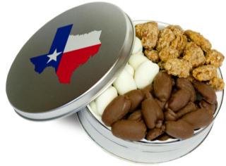 ALL TIME FAVORITE PECANS AND CANDIES IN A TEXAS TIN